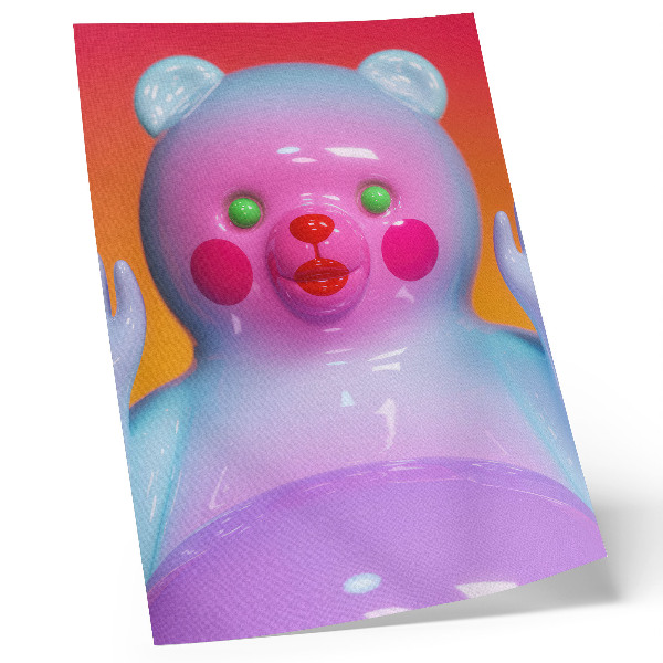 Poster Kleurrijke teddybeer, levendige kleuren, moderne compositie