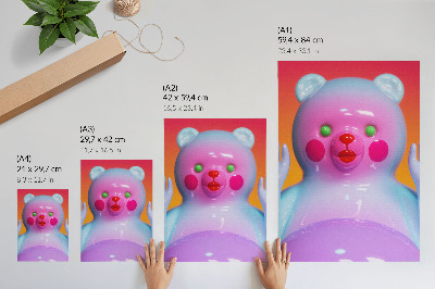 Poster Kleurrijke teddybeer, levendige kleuren, moderne compositie