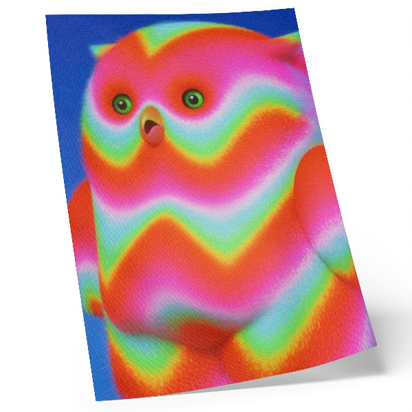 Decoratieve poster Een personage met intense kleuren en een vrolijk patroon.