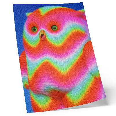 Decoratieve poster Een personage met intense kleuren en een vrolijk patroon.