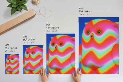 Decoratieve poster Een personage met intense kleuren en een vrolijk patroon.