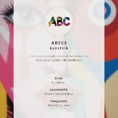 Decoratieve poster met een personage in intense kleuren en een vrolijk patroon