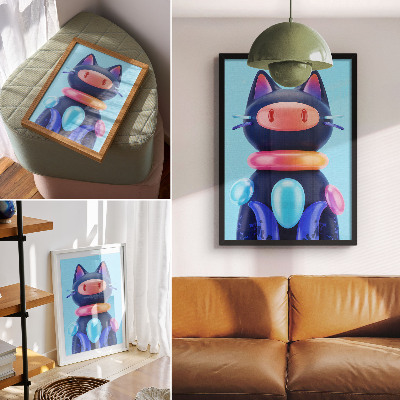 Wandposter Schattig wezentje, futuristische sfeer, levendige kleuren