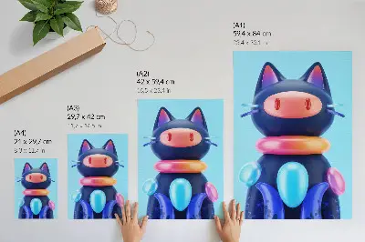 Wandposter schattig wezentje in een futuristische sfeer met levendige kleuren