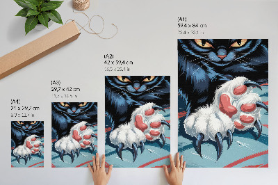Poster Kat met klauwen, levendige kleuren, intense dynamiek