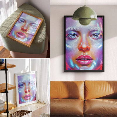 Decoratieve poster Een futuristisch portret vol energieke kleuren.