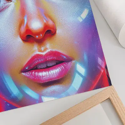 Decoratieve poster een futuristisch portret in energieke kleuren