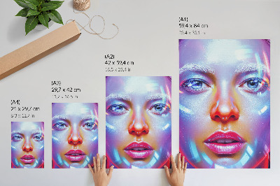 Decoratieve poster Een futuristisch portret vol energieke kleuren.