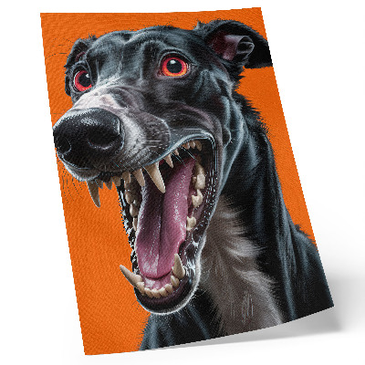 Wandposter Zwarte vacht, oranje achtergrond, expressieve details