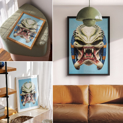Decoratieve poster Een opvallend monstermasker in groen en blauw.
