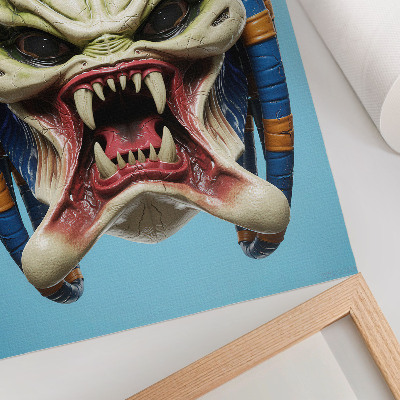 Decoratieve poster Een opvallend monstermasker in groen en blauw.