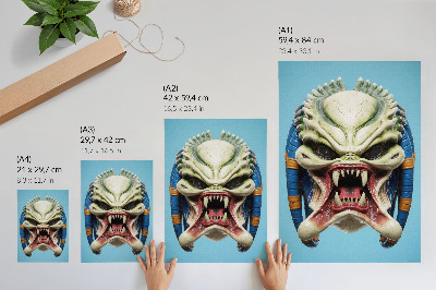 Decoratieve poster Een opvallend monstermasker in groen en blauw.