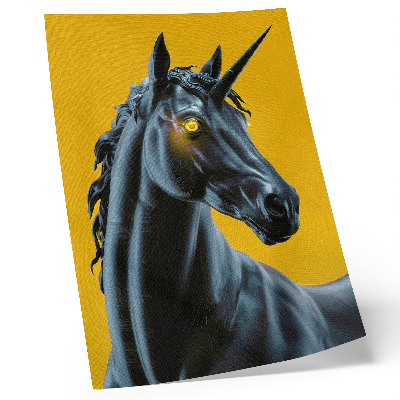 Poster Een eenhoorn op een gele achtergrond, magisch en mysterieus.
