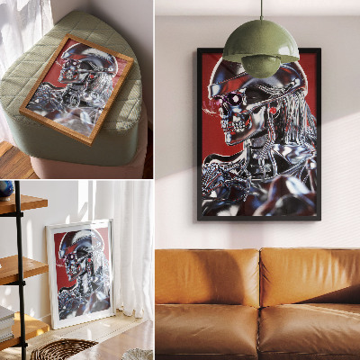 Wandposter Futuristisch karaktermotief in zwart-rood