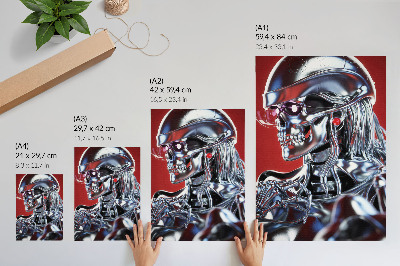 Wandposter Futuristisch karaktermotief in zwart-rood