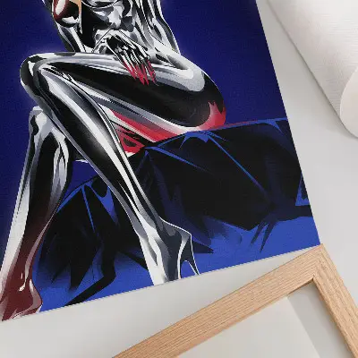 Decoratieve poster met futuristisch ontwerp, glanzende elementen en intense kleuren