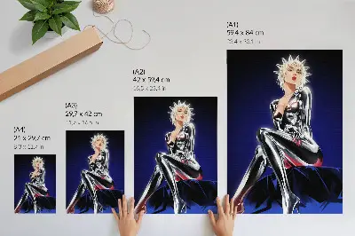 Decoratieve poster met futuristisch ontwerp, glanzende elementen en intense kleuren