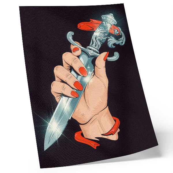 Wandposter Hand met een dolk, flitsende details