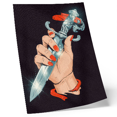 Wandposter Hand met een dolk, flitsende details