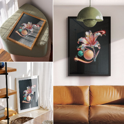 Decoratieve poster Een modern bloemenmotief vol kleuren.