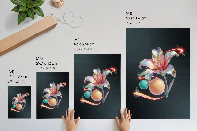 Decoratieve poster Een modern bloemenmotief vol kleuren.