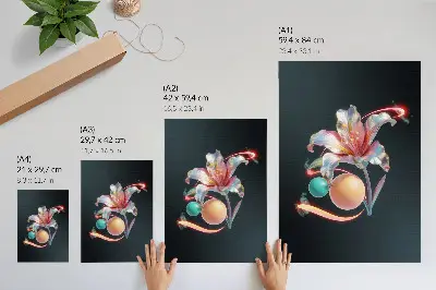 Decoratieve poster modern bloemenmotief met kleurrijke details