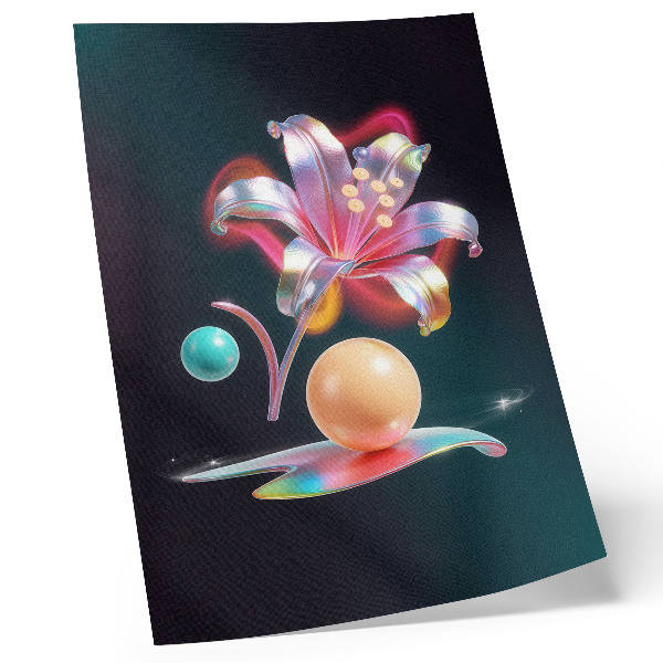 Wandposter Kleurrijke abstractie met een lelie en bollen