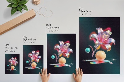 Wandposter Kleurrijke abstractie met een lelie en bollen