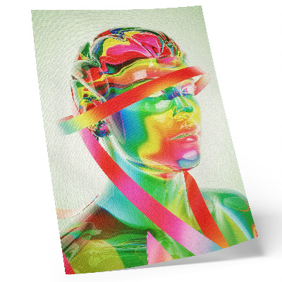 Poster Kleurrijke golven op een futuristische figuur