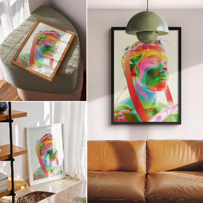 Decoratieve poster Kleurrijk futuristisch personageportret