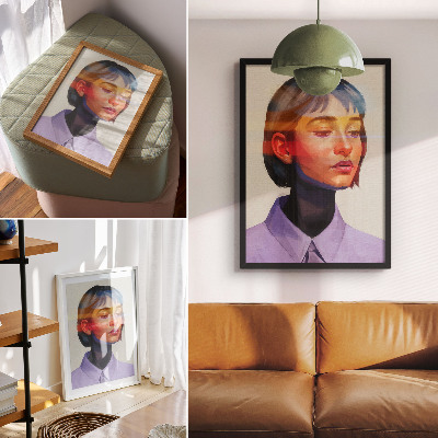 Wandposter Levendige kleuren, modern minimalistisch portret