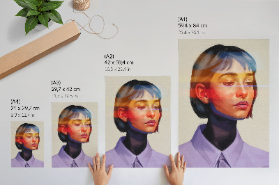 Wandposter Levendige kleuren, modern minimalistisch portret