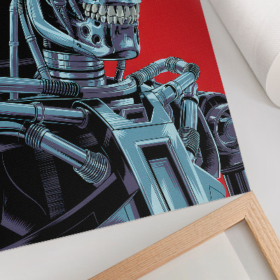 Poster Futuristische robot op een rode achtergrond