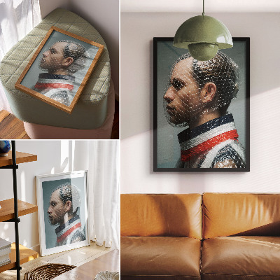 Decoratieve poster Modern portret met bubbeltjesplastic