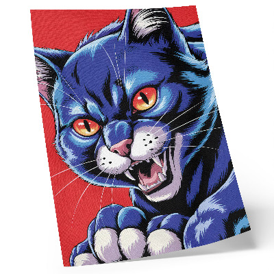 Wandposter Energieke blauwe kat met oranje accenten