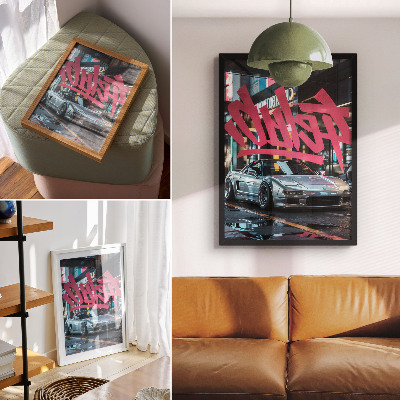 Poster Sportwagen graffiti moderne stadsleven sfeer