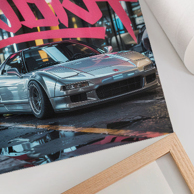 Poster Sportwagen graffiti moderne stadsleven sfeer