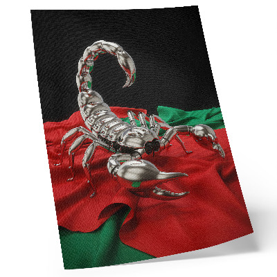 Decoratieve poster Metalen schorpioen op kleurrijke stof