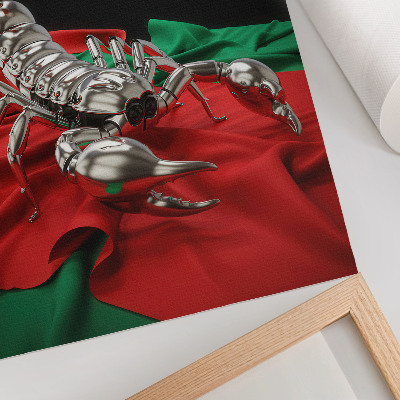 Decoratieve poster Metalen schorpioen op kleurrijke stof