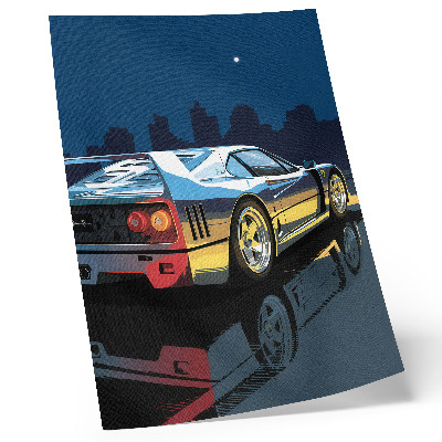 Poster Sportwagen, stadsnacht, moderne elegantie
