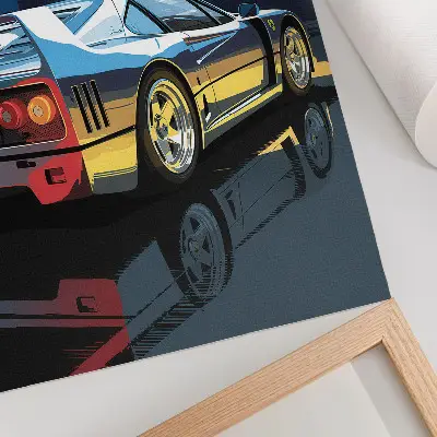 Poster sportwagen in de stad bij nacht met een moderne elegante uitstraling