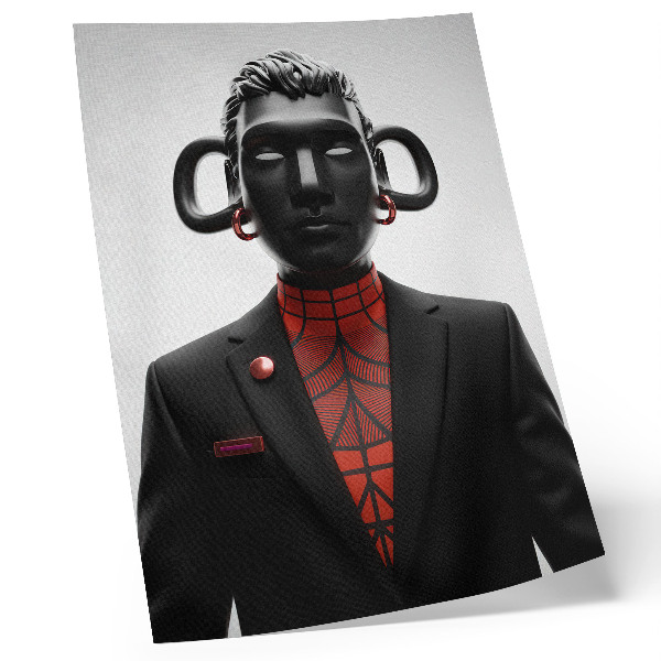Decoratieve poster Futuristisch ontwerp met een zwart-rood motief.