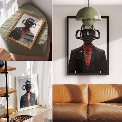 Decoratieve poster Futuristisch ontwerp met een zwart-rood motief.