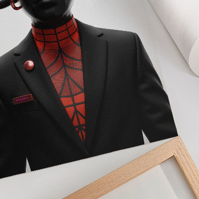 Decoratieve poster Futuristisch ontwerp met een zwart-rood motief.