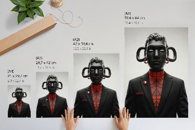 Decoratieve poster Futuristisch ontwerp met een zwart-rood motief.