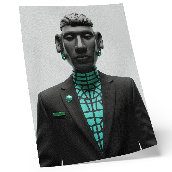 Wandposter Futuristische stijl, expressieve contrasten, turkoois.