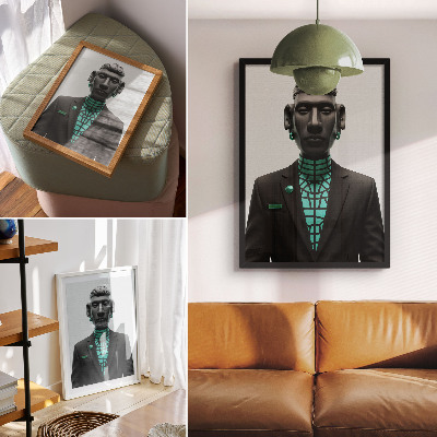Wandposter Futuristische stijl, expressieve contrasten, turkoois.