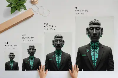 Wandposter met een futuristische stijl, expressieve contrasten in turkoois