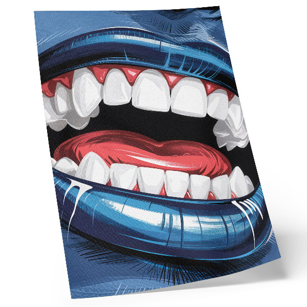 Poster Intense kleuren lippen contrasteren met een dynamische stijl.