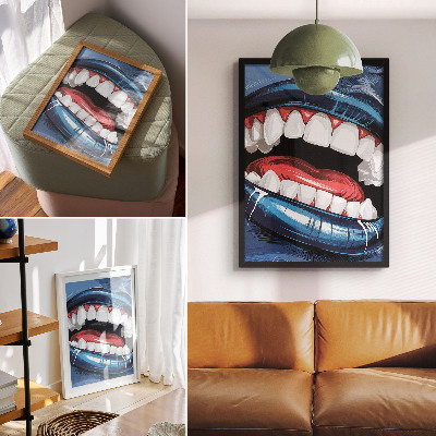 Poster Intense kleuren lippen contrasteren met een dynamische stijl.